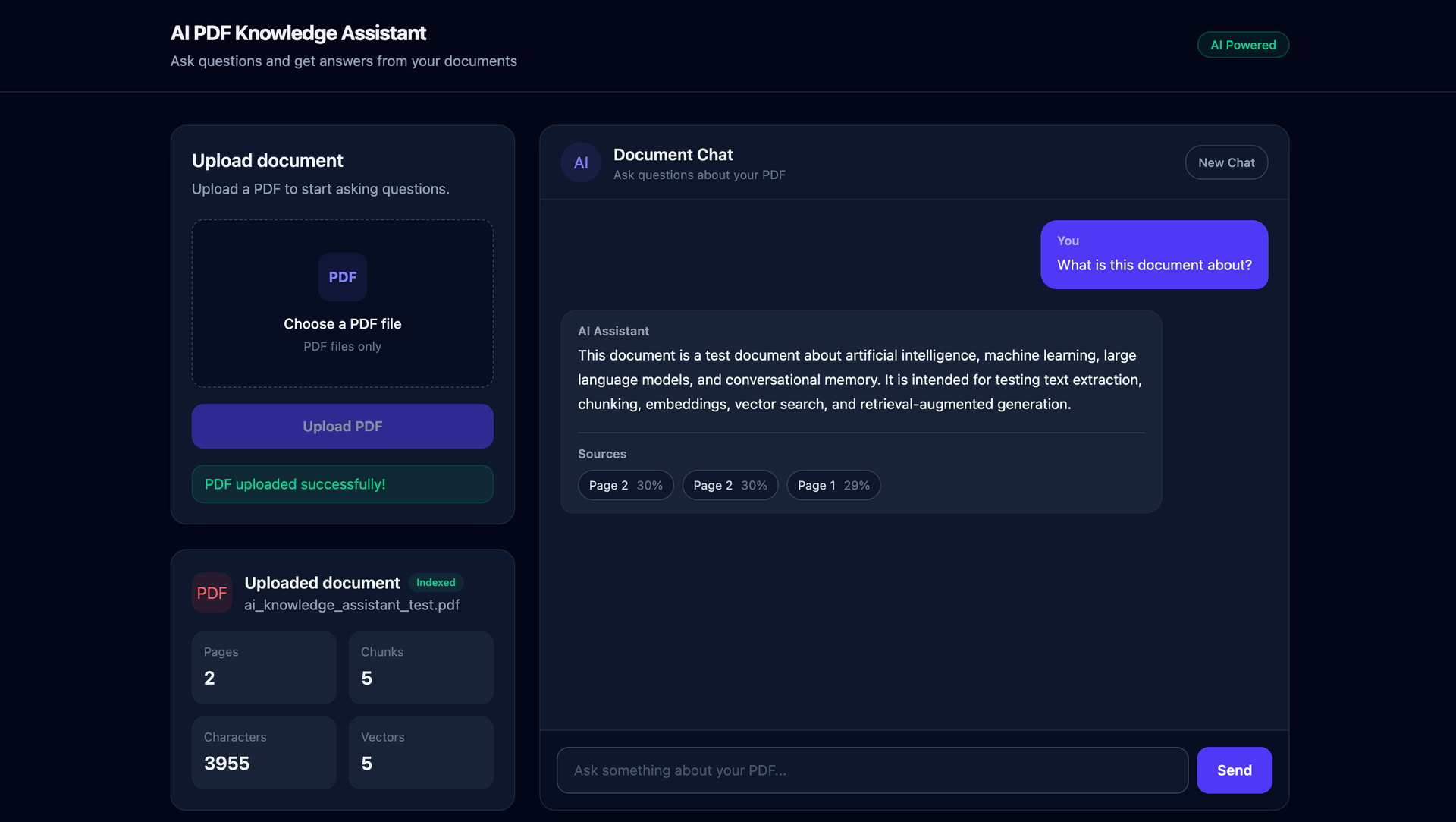 AI-Powered PDF Knowledge Assistant project screenshot